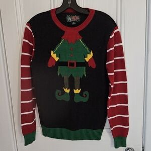 Ugly Christmas Sweater Womens Small Elf Crewneck Pullover Sweater
